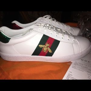 Men’s Authentic Gucci Ace Bee Shoes Size 10